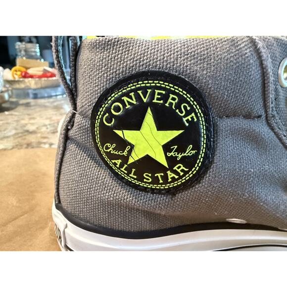 Mens‎ Converse All Stars sz 7 grey neon green 3/4 Top  Chucks sneakers skater - Picture 5 of 13